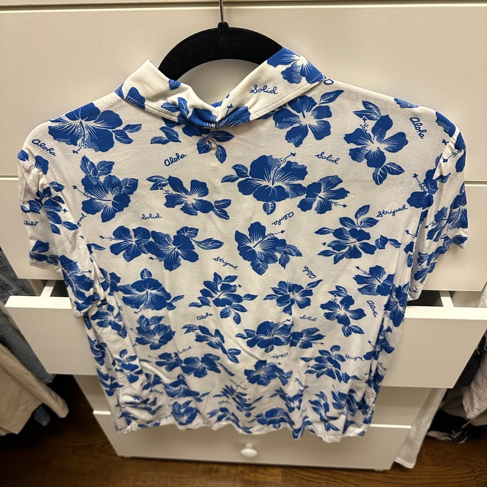 Solid And Striped Hawaiian Print Button Down Shir… - image 2